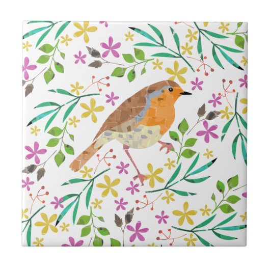 Robin Red Breast, Vogel von Weihnachten Fliese (Vorderseite)
