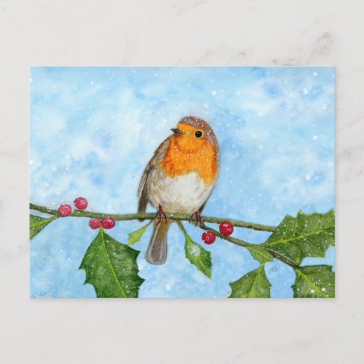 Robin Red Breast Wasserfarbenmalerei Postkarte (Vorderseite)