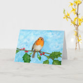 Robin Red Brust Faltschachtel Weihnachtskarte Karte (Gelbe Blume)