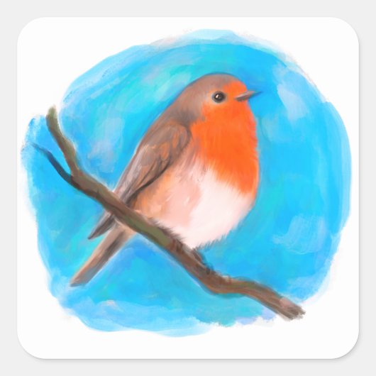 Robin redbreast quadratischer aufkleber (Vorderseite)