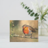 Robin RedBrust Postkarte (Stehend Vorderseite)