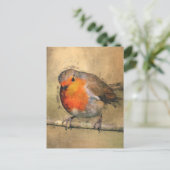 Robin RedBrust Postkarte (Stehend Vorderseite)