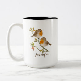 Robin Redriss Birds Personalisierte Mug Zweifarbige Tasse