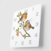 Robin Redust Birds Wall Clock Quadratische Wanduhr (Winkel)