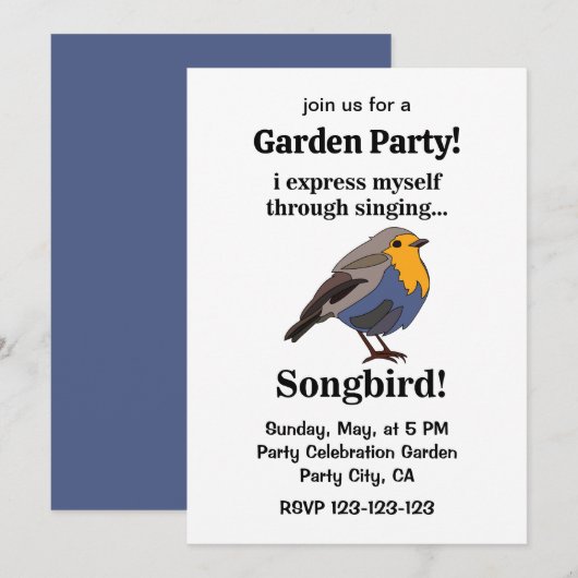 Robin Redust Songbird Garden Party Einladung (Vorne/Hinten)