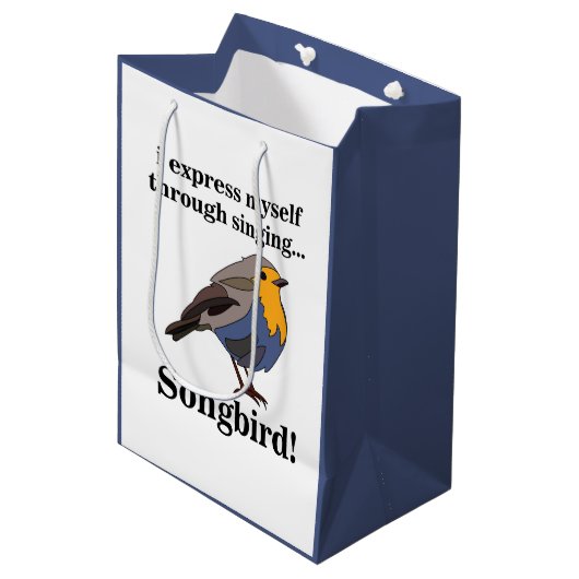Robin Redust Songbird Mittlere Geschenktüte (Vorderseite Schrägansicht)
