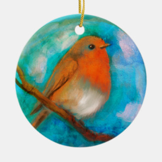 Robin Rotbrust Keramik Ornament