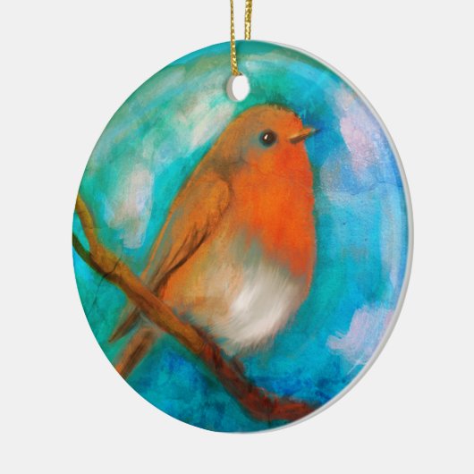 Robin Rotbrust Keramik Ornament (Links)