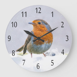 Robin Round (Large) Wall Clock Große Wanduhr