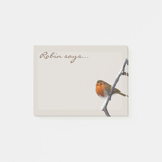 Robin Says Personalisiert Bird Post it Notes Post-it Klebezettel (Vorderseite)