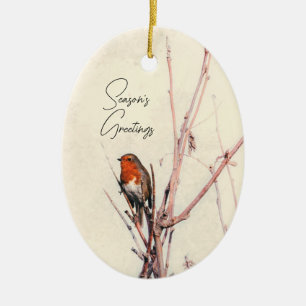 Robin Season's Greetings Keramik Ornament