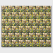 Robin Singing Into a Daffodil Geschenkpapier (Flach)