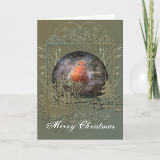 Robin Snowglobe Christmas Card Feiertagskarte (Vorderseite)
