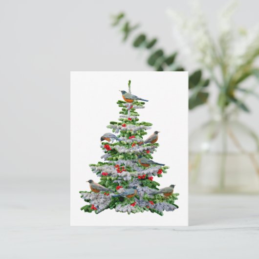 Robin Tree Postkarte (Stehend Vorderseite)