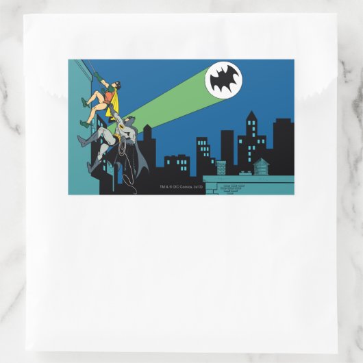 Robin und Batman Climb Rechteckiger Aufkleber (Tasche)