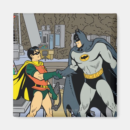 Robin und Batman Handschlag Magnet (Vorne)