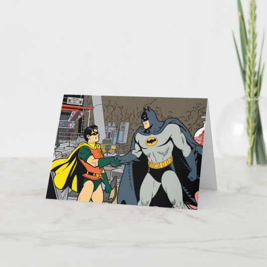 Robin und Batman Handshake Karte (Vorderseite)