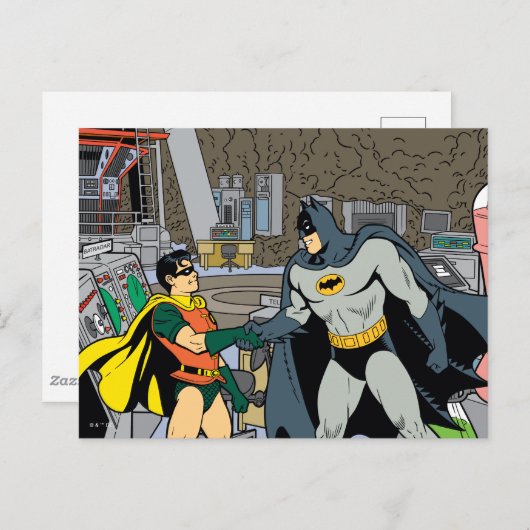 Robin und Batman Handshake Postkarte (Vorne/Hinten)