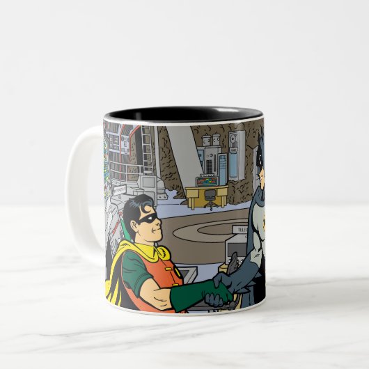 Robin und Batman Handshake Zweifarbige Tasse (Vorderseite Links)
