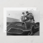 Robin und Batman Stehend in Batmobile Postkarte (Vorne/Hinten)