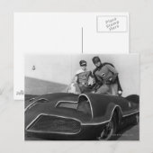 Robin und Batman Stehend in Batmobile Postkarte (Vorne/Hinten)