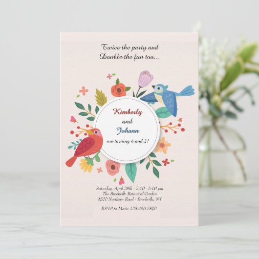 Robin und Blue Jay Einladung (Stehend Vorderseite)