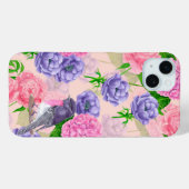 Robin und Blume, Aquarellmuster Case-Mate iPhone Hülle (Rückseite (Horizontal))
