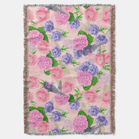 Robin und Blume, Aquarellmuster Decke (Vorderseite Vertikal)