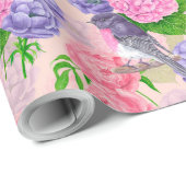 Robin und Blume, Aquarellmuster Geschenkpapier (Rolleneckpunkt)