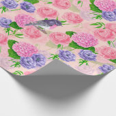 Robin und Blume, Aquarellmuster Geschenkpapier (Ecke)
