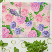 Robin und Blume, Aquarellmuster Geschirrtuch (Gefaltet)