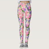 Robin und Blume, Aquarellmuster Leggings (Vorderseite)