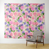 Robin und Blume, Aquarellmuster Wandteppich (Beispiel (Horizontal))