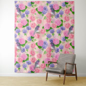 Robin und Blume, Aquarellmuster Wandteppich (Beispiel)