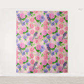 Robin und Blume, Aquarellmuster Wandteppich (Vorderseite)