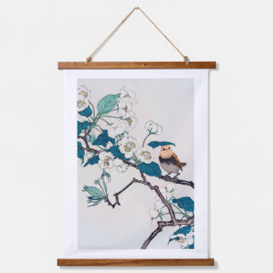 Robin und Cherry Blossoms, Imao Keinen Wandteppich Mit Holzrahmen