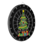 Robin und farbenfrohe Geschenke unter Weihnachtsba Dartscheibe (Vorderseite Links)