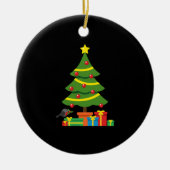 Robin und farbenfrohe Geschenke unter Weihnachtsba Keramik Ornament (Vorne)