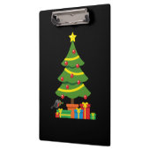 Robin und farbenfrohe Geschenke unter Weihnachtsba Klemmbrett (Links)