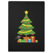 Robin und farbenfrohe Geschenke unter Weihnachtsba Klemmbrett (Rückseite)
