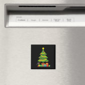 Robin und farbenfrohe Geschenke unter Weihnachtsba Magnet (In Situ (Geschirrspüler))