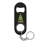 Robin und farbenfrohe Geschenke unter Weihnachtsba Mini Flaschenöffner (Rückseite)