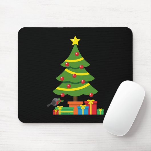 Robin und farbenfrohe Geschenke unter Weihnachtsba Mousepad (Mit Mouse)