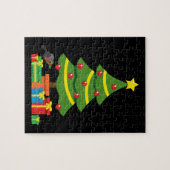 Robin und farbenfrohe Geschenke unter Weihnachtsba Puzzle (Horizontal)