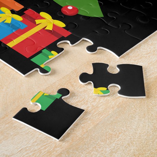 Robin und farbenfrohe Geschenke unter Weihnachtsba Puzzle (Seite)