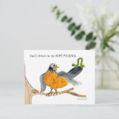 Robin und grüner Inch-Wurm Postkarte (Stehend Vorderseite)