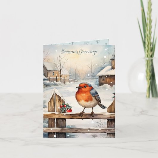 Robin und Holly Christmas Karte (Vorderseite)