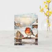 Robin und Holly Christmas Karte (Gelbe Blume)