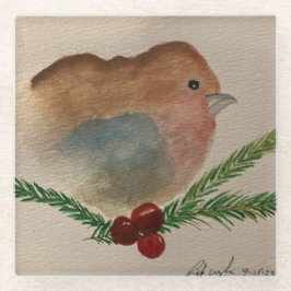 Robin und Holly Glasuntersetzer