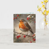 Robin und Red Berries Weihnachten Karte (Gelbe Blume)